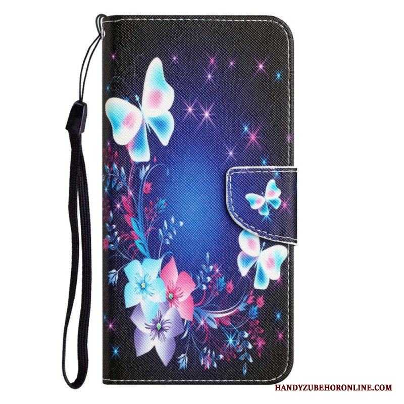 Fodral Samsung Galaxy A14 / A14 5G Med Kedjar Fairy Butterflies With Lanyard