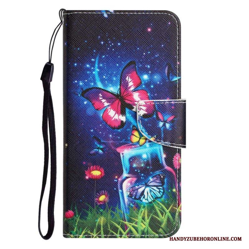 Fodral Samsung Galaxy A14 / A14 5G Med Kedjar Fairy Butterflies With Lanyard