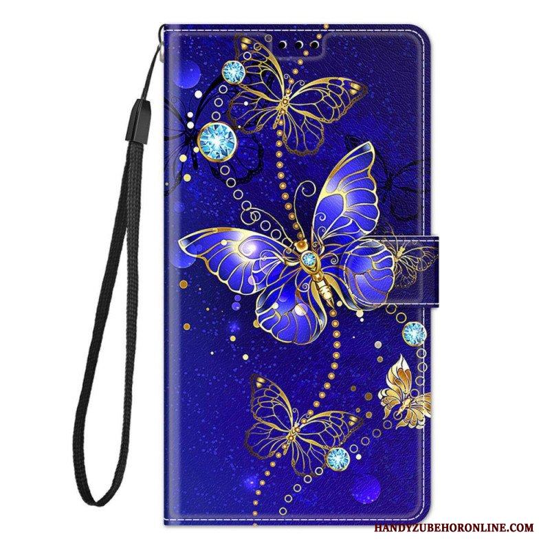 Fodral Samsung Galaxy M23 5G Med Kedjar Strap Butterflies Fan