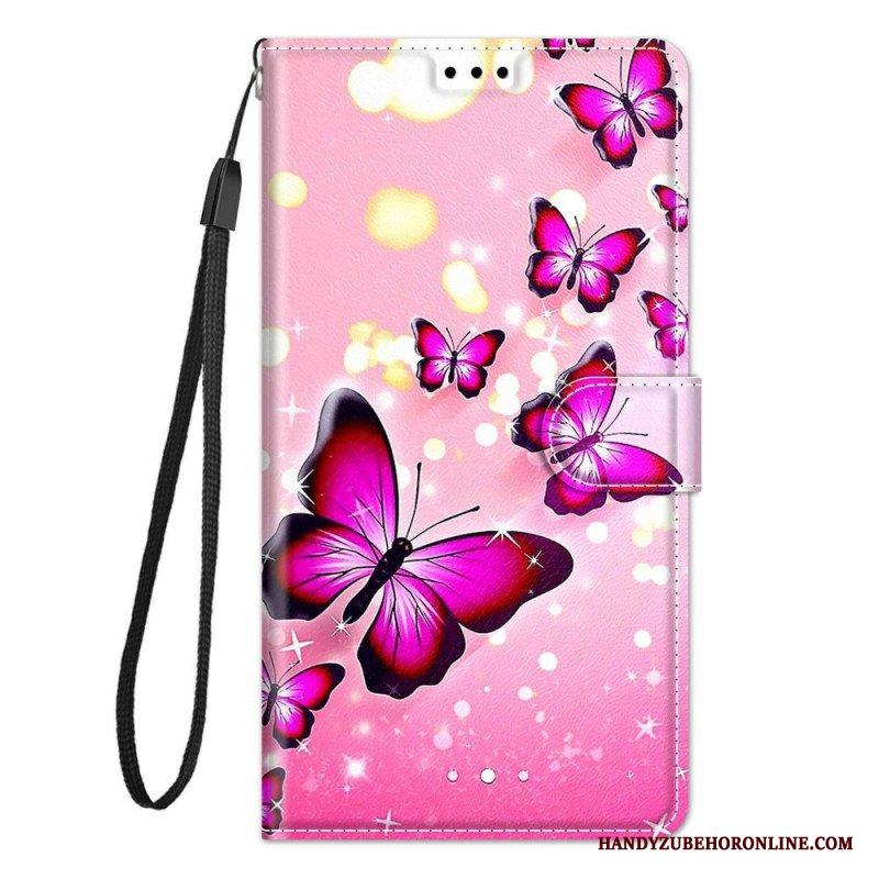 Fodral Samsung Galaxy M53 5G Med Kedjar Strap Butterflies Fan