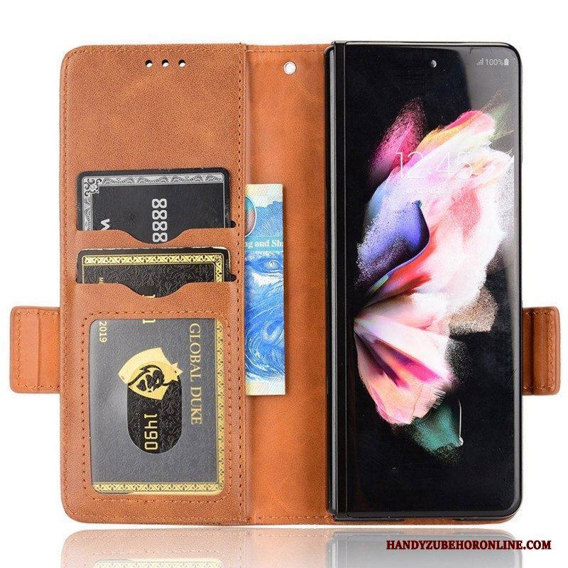 Fodral Samsung Galaxy Z Fold 4 Mönster Perforerade Trianglar Lanyard