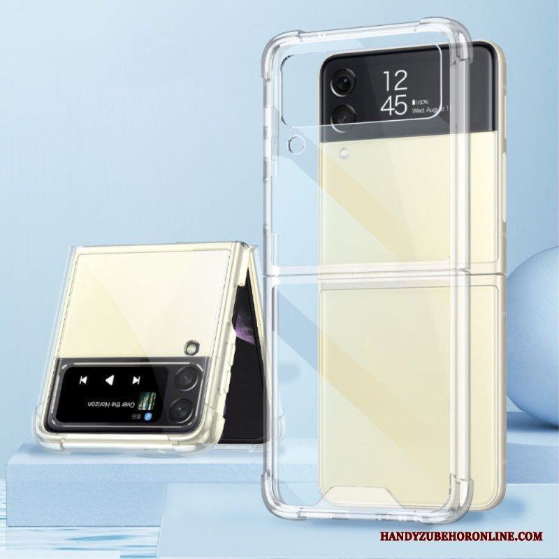 Folio-fodral Mobilskal Samsung Galaxy Z Flip 4 Läderfodral Transparenta Gkk-förstärkta Hörn