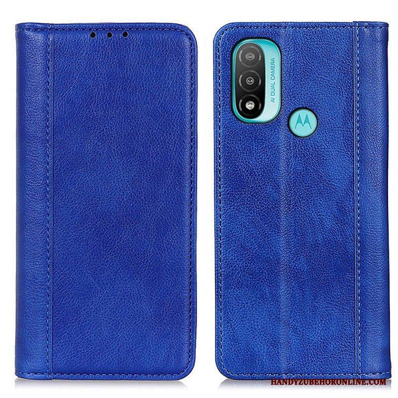 Folio-fodral Moto E40 / E30 / E20 Läderfodral Elegance Split Litchi Läder