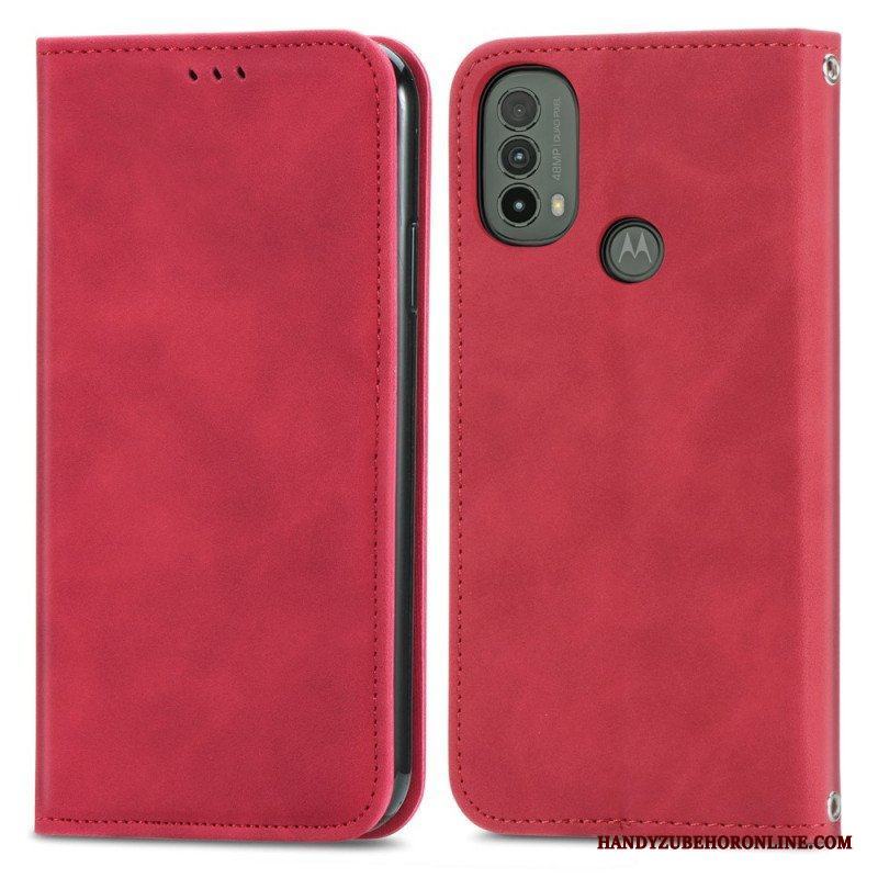 Folio-fodral Moto E40 / E30 / E20 Läderfodral Skin-touch Design