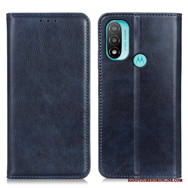 Folio-fodral Moto E40 / E30 / E20 Läderfodral Texturerat Delat Läder