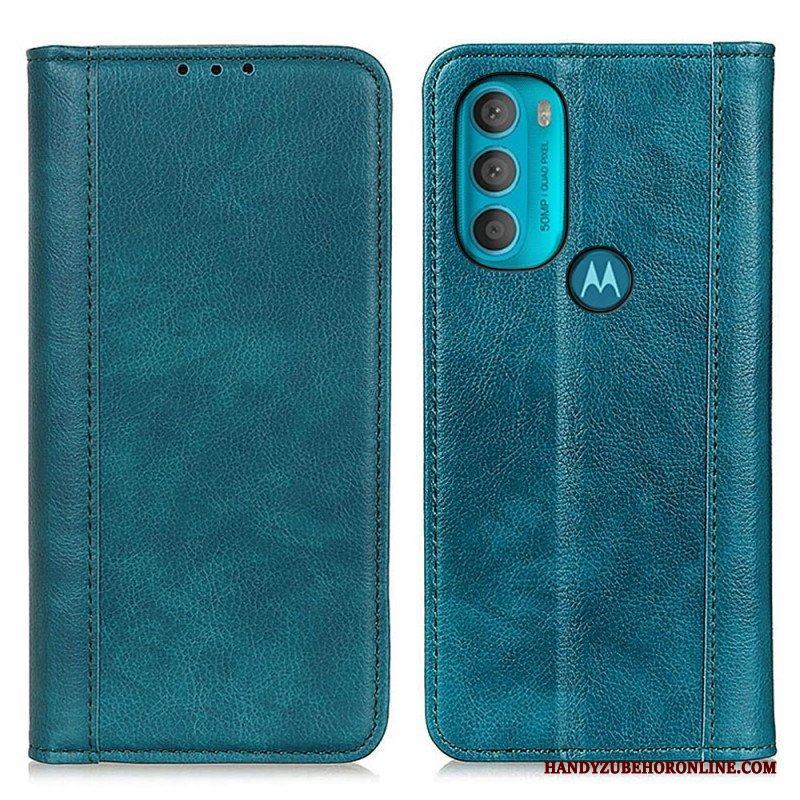 Folio-fodral Moto G71 5G Läderfodral Elegance Split Litchi Läder