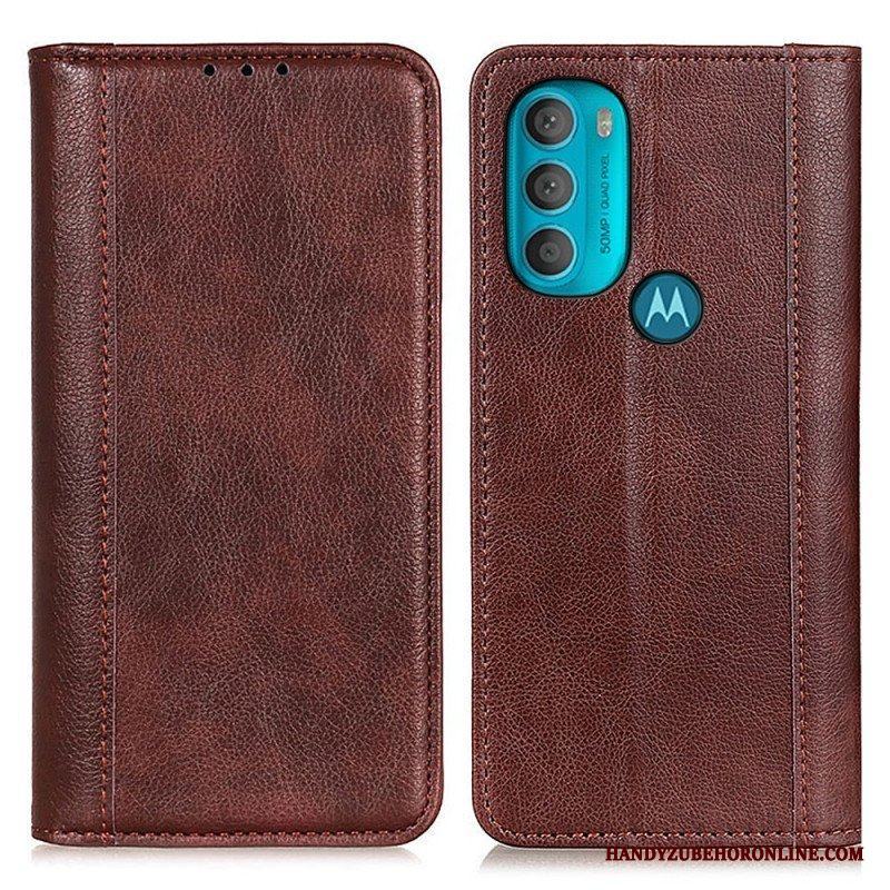 Folio-fodral Moto G71 5G Läderfodral Elegance Split Litchi Läder