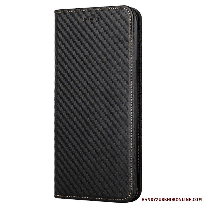 Folio-fodral Samsung Galaxy S23 5G Med Kedjar Läderfodral Strappy Carbon Fiber Style