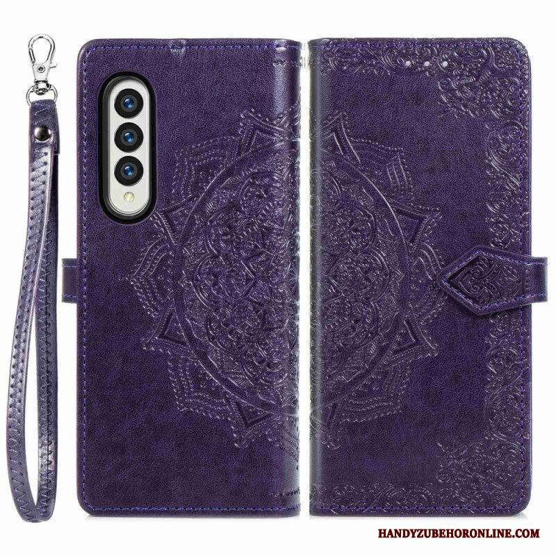 Folio-fodral Samsung Galaxy Z Fold 4 Med Kedjar Medeltida Strappy Mandala