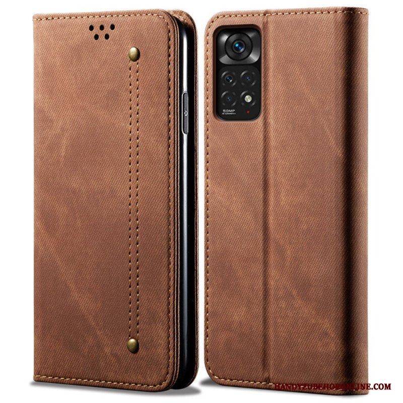 Folio-fodral Xiaomi Redmi Note 11 Pro / 11 Pro 5G Läderfodral Denim Tyg