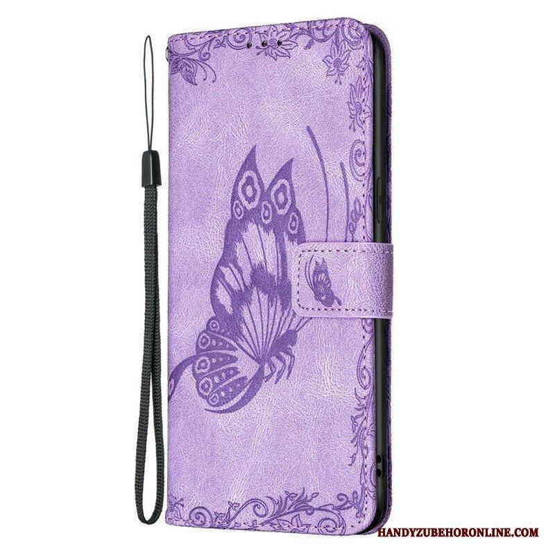 Folio-fodral iPhone 13 Pro Med Kedjar Barock Strappy Butterfly