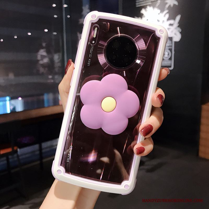 Huawei Mate 30 Pro Hård Skal Blommor Enkel Rosa Frame Telefon