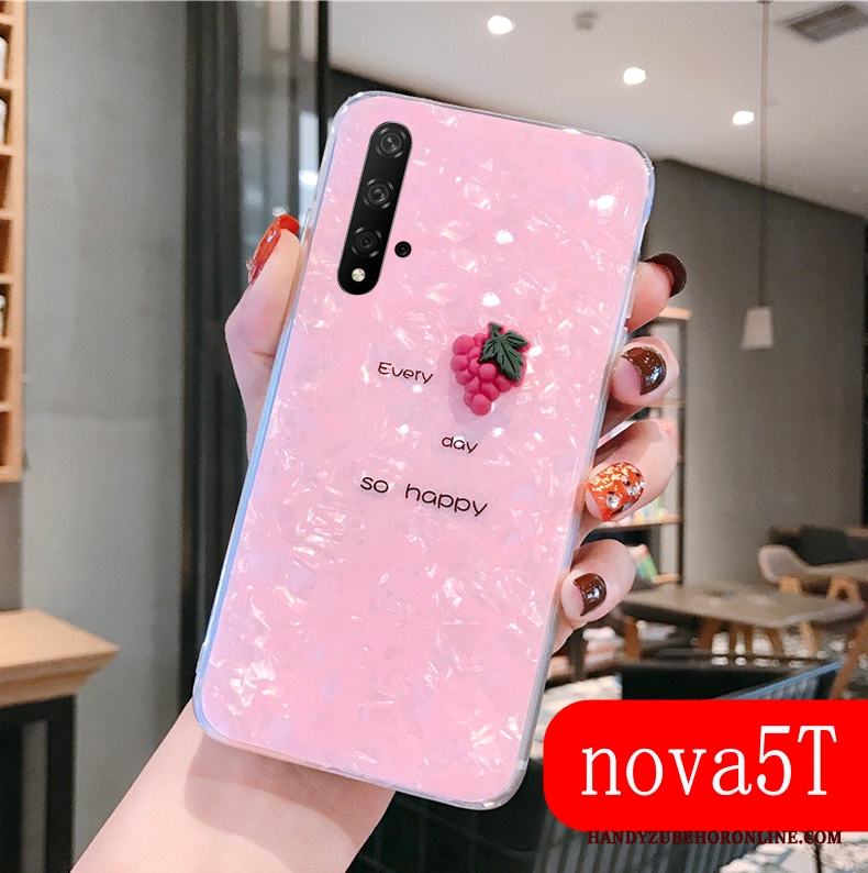 Huawei Nova 5t Mjuk Transparent Silikon Rosa Skal Telefon Personlighet Trend