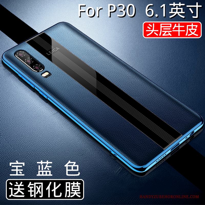 Huawei P30 Fodral Silikon Fallskydd Skal Telefon Röd Äkta Läder All Inclusive