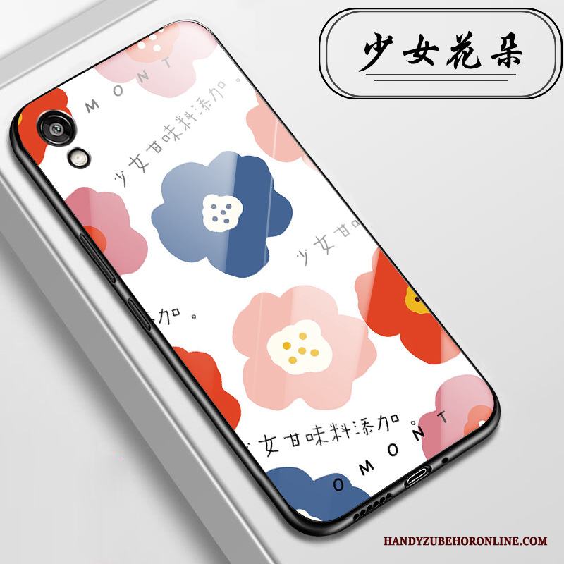 Huawei Y5 2019 Hängsmycken Skal Telefon Glas Fallskydd Fodral Blommor Kyla