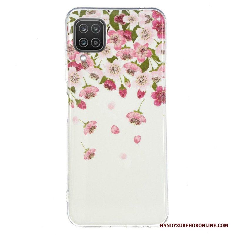 Mobilskal Samsung Galaxy M12 / A12 Fluorescerande Blommor