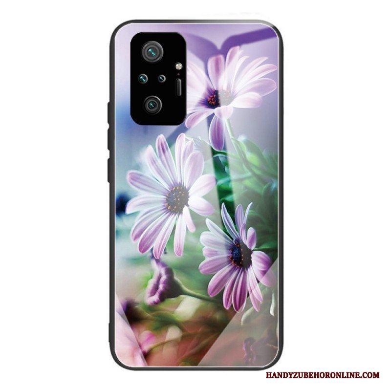 Mobilskal Xiaomi Redmi Note 10 Pro Realistiska Blommor I Härdat Glas