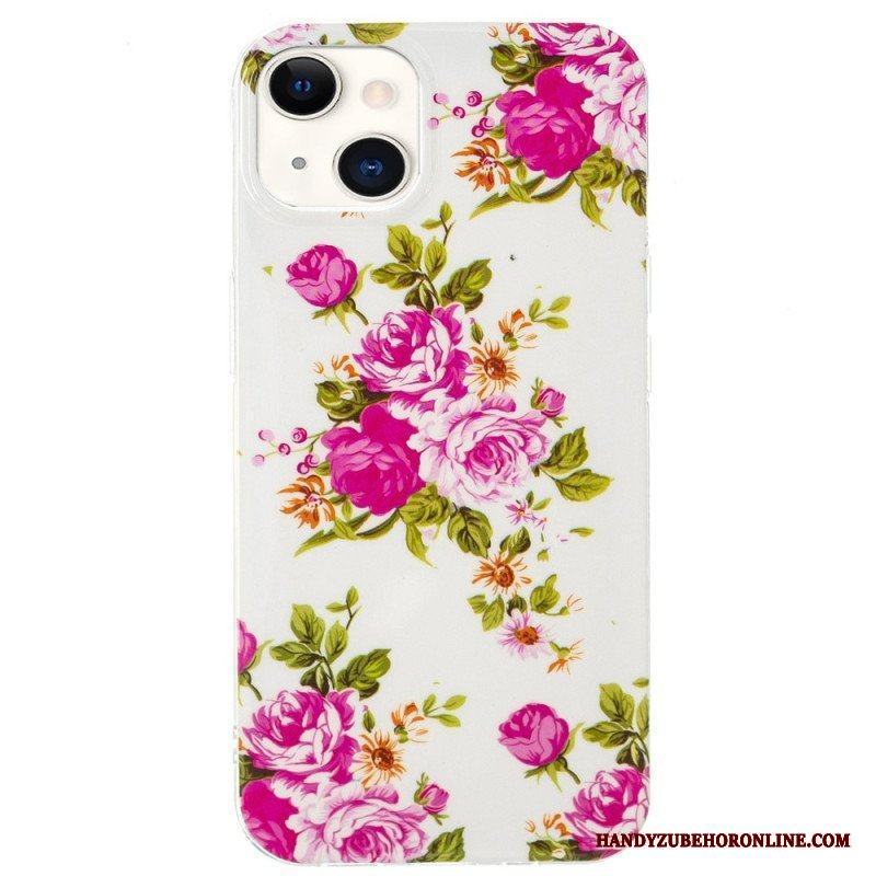 Mobilskal iPhone 15 Plus Fluorescerande Blommor