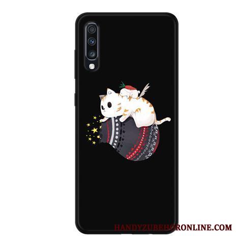 Samsung Galaxy A70 Nubuck Mobil Telefon Fodral Skydd Stjärna Svart Skal