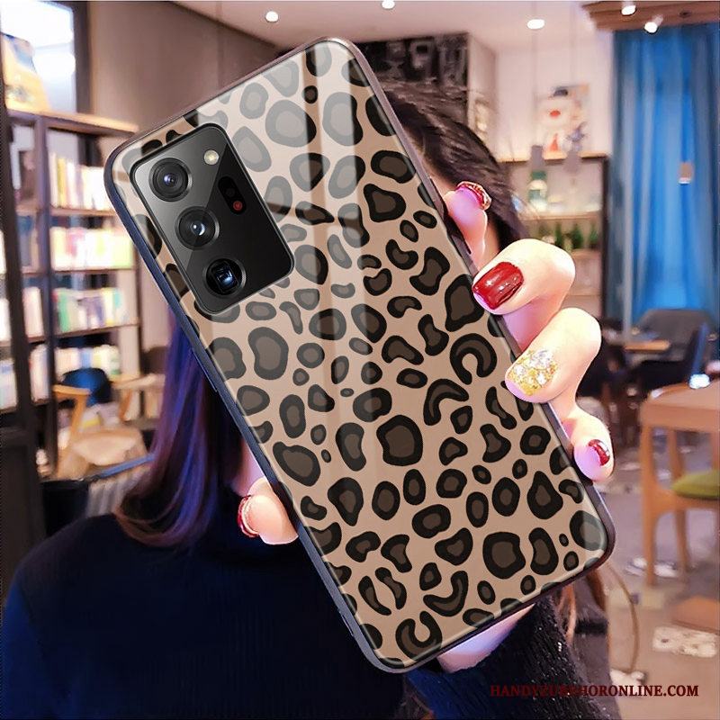 Samsung Galaxy Note20 Ultra Rosa Skal Telefon Stjärna Glas Leopard