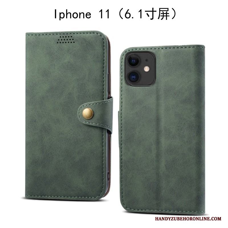 iPhone 11 Fallskydd Grön Täcka Fodral Läderfodral Mjuk Skal Telefon