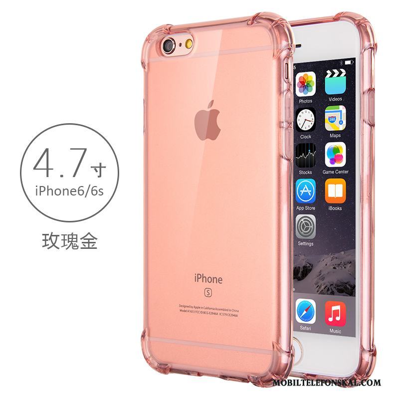 iPhone 6/6s Rosa Guld Skal Telefon Transparent Pratkvarn Fodral Silikon Fallskydd